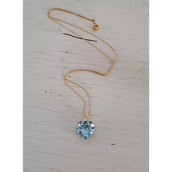 Vintage 14k Gold Clyde Duneier Heart Topaz Necklace - Picture 2 of 7